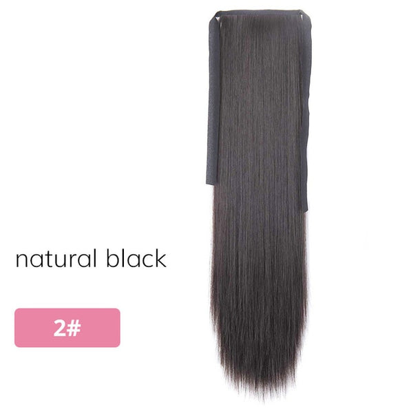 AISI BEAUTY Silky Straight Synthetic Clip in Drawstring Ponytail Hairpieces for Women Hair Extension High Temperature Fiber