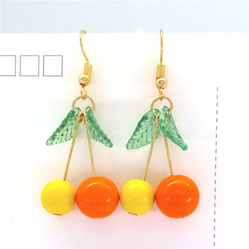 hot red Cherry earrings eardrop Sweet fruit fresh cherry eardrop female fashion youth beautiful girl students earrings for women
