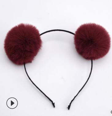 Sweet girls beautiful hairband headpieces rabbit ears plush ball big hair head hoop hair accessories Tiara for children. 1pcs