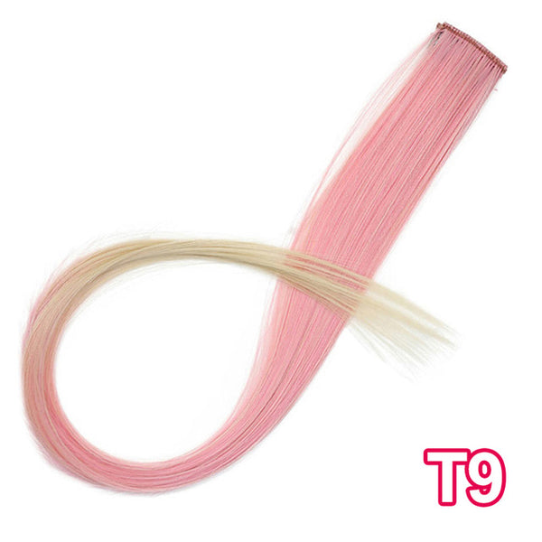 AISI BEAUTY Single Clip In One Piece Hair Extensions Rainbow Colors Synthetic Long Straight Ombre Pink Grey Hairpieces for Women
