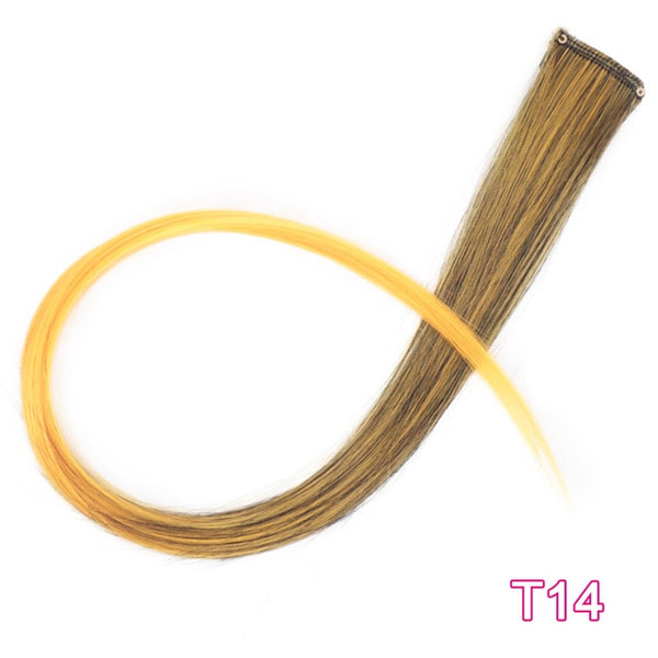 AISI BEAUTY Single Clip In One Piece Hair Extensions Rainbow Colors Synthetic Long Straight Ombre Pink Grey Hairpieces for Women