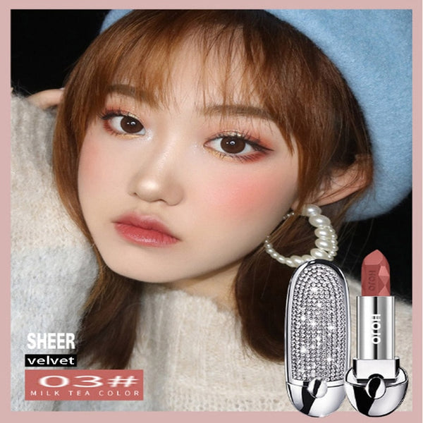HOJO brand Brilliant Star Sky Ruby Lipstick with Mirror Waterproof and moisturizing matte face lip makeup