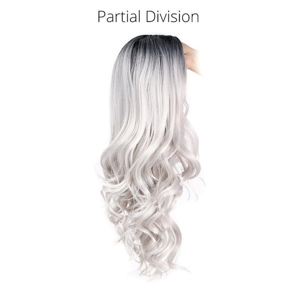 AISI BEAUTY Long Ombre Brown Wavy Wig Blonde Cosplay Synthetic Wigs For Women Glueless Hair Heat Resistant Black Gray Wigs
