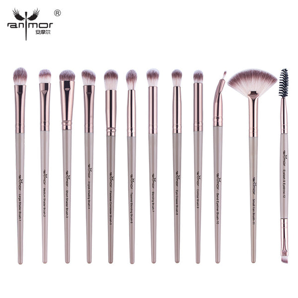 Juego de brochas de maquillaje Anmor, 3-12 unids/lote, brochas de maquillaje de cejas, pincel profesional para sombra de ojos