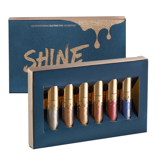 BEAUTY GLAZED Shimmer Matte Liquid Lipstick Lipgloss Sexy Lips Makeup Set Waterproof 6pcs/Set Glitter Lipstick Kit Cosmetics
