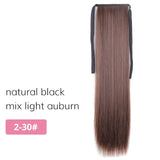AISI BEAUTY Silky Straight Synthetic Clip in Drawstring Ponytail Hairpieces for Women Hair Extension High Temperature Fiber
