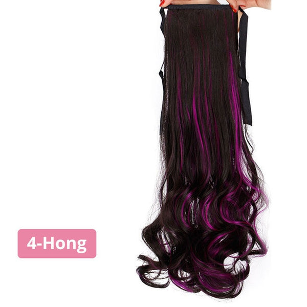 AISI BEAUTY Silky Straight Synthetic Clip in Drawstring Ponytail Hairpieces for Women Hair Extension High Temperature Fiber