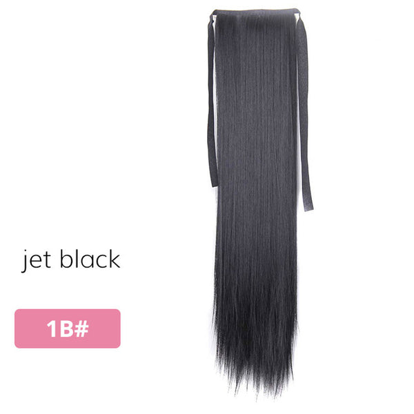 AISI BEAUTY Silky Straight Synthetic Clip in Drawstring Ponytail Hairpieces for Women Hair Extension High Temperature Fiber