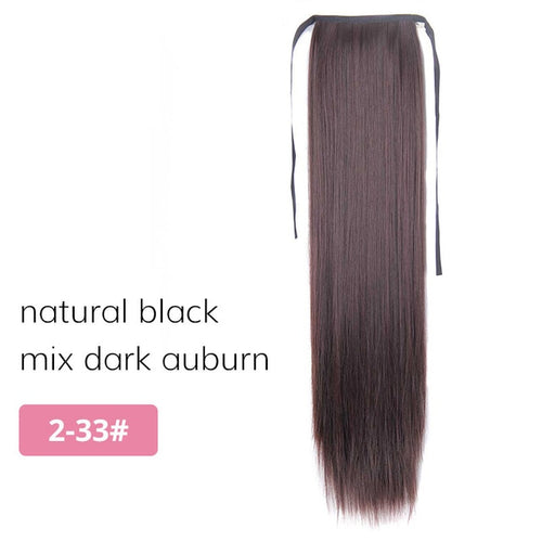 AISI BEAUTY Silky Straight Synthetic Clip in Drawstring Ponytail Hairpieces for Women Hair Extension High Temperature Fiber