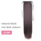 AISI BEAUTY Silky Straight Synthetic Clip in Drawstring Ponytail Hairpieces for Women Hair Extension High Temperature Fiber