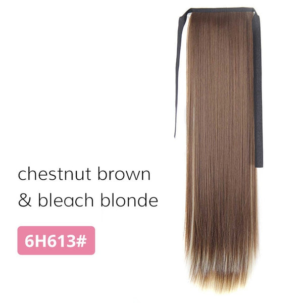 AISI BEAUTY Silky Straight Synthetic Clip in Drawstring Ponytail Hairpieces for Women Hair Extension High Temperature Fiber