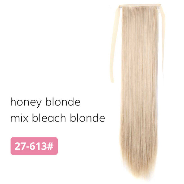 AISI BEAUTY Silky Straight Synthetic Clip in Drawstring Ponytail Hairpieces for Women Hair Extension High Temperature Fiber