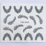 YZWLE 32 Styels Beauty DIY Black Lace Flower Sticker Nail Art Decals for Women Tips Water Transfer Accessory