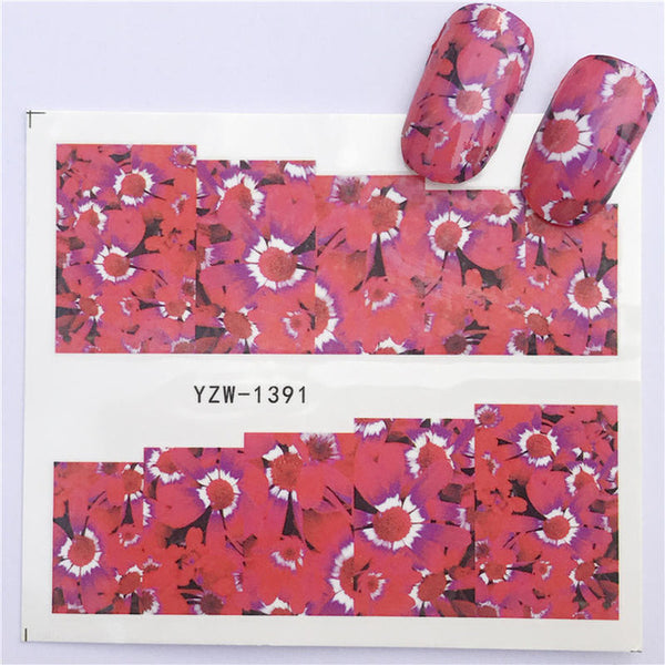 YZWLE 32 Styels Beauty DIY Black Lace Flower Sticker Nail Art Decals for Women Tips Water Transfer Accessory