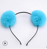 Sweet girls beautiful hairband headpieces rabbit ears plush ball big hair head hoop hair accessories Tiara for children. 1pcs