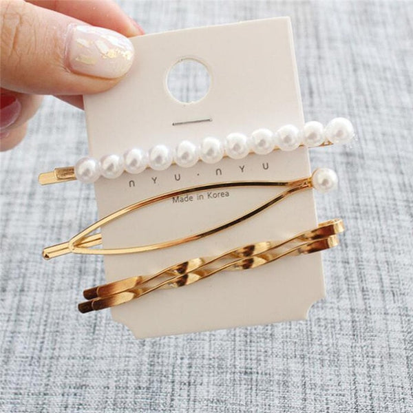 3pcs/set Pearl Metal Hair Clip Bobby Pin Barrette Hairpin Hair Accessories Beauty Styling Tools Hairpins Hairclip Women