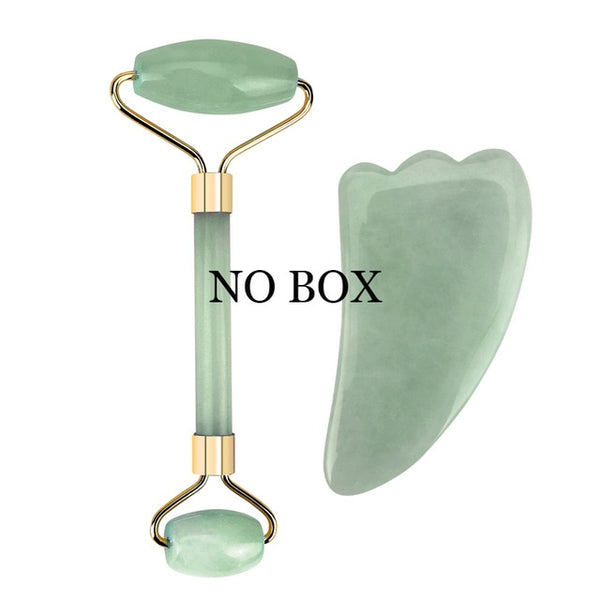Portable Rose Quartz Facial Massage Crystal Stone Face Lift Jade Massager Roller Set Skin Care Wrinkle Removal Tool for Women
