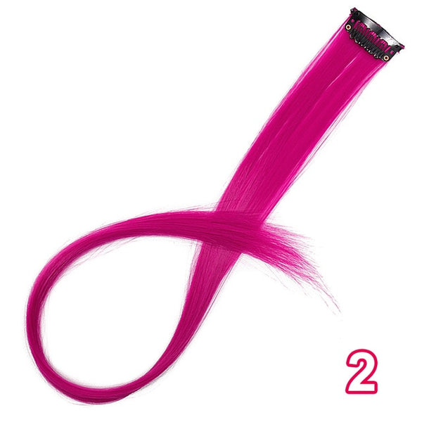 AISI BEAUTY Single Clip In One Piece Hair Extensions Rainbow Colors Synthetic Long Straight Ombre Pink Grey Hairpieces for Women
