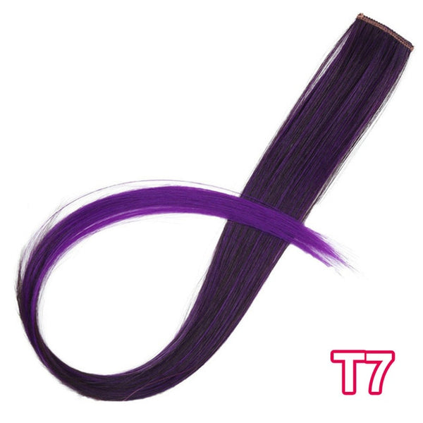 AISI BEAUTY Single Clip In One Piece Hair Extensions Rainbow Colors Synthetic Long Straight Ombre Pink Grey Hairpieces for Women