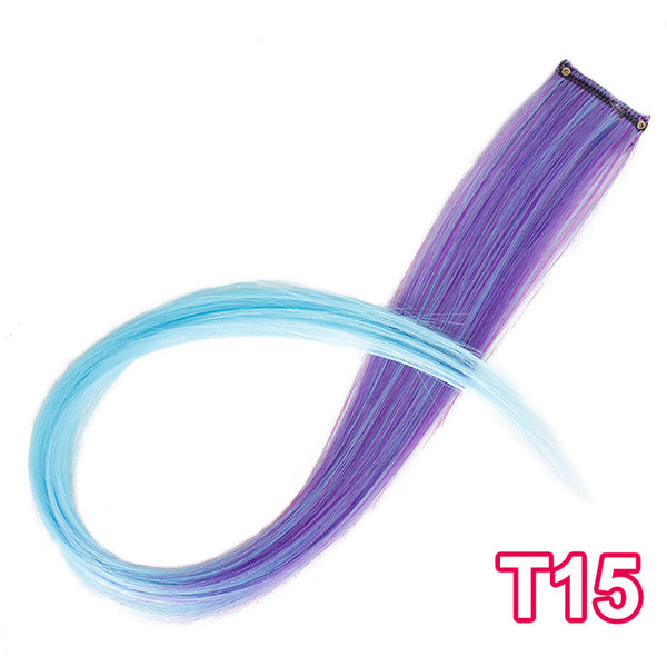 AISI BEAUTY Single Clip In One Piece Hair Extensions Rainbow Colors Synthetic Long Straight Ombre Pink Grey Hairpieces for Women