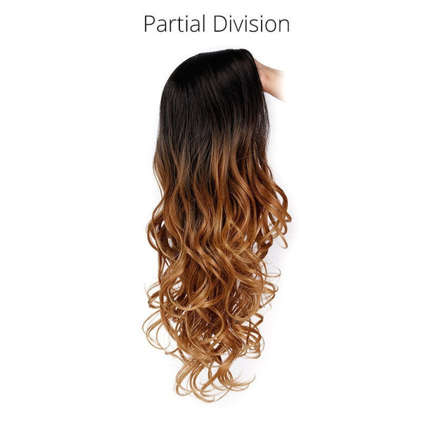 AISI BEAUTY Long Ombre Brown Wavy Wig Blonde Cosplay Synthetic Wigs For Women Glueless Hair Heat Resistant Black Gray Wigs