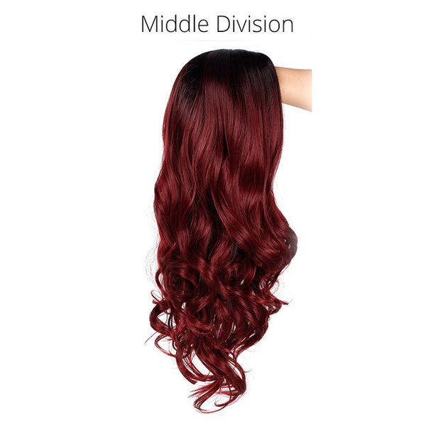 AISI BEAUTY Long Ombre Brown Wavy Wig Blonde Cosplay Synthetic Wigs For Women Glueless Hair Heat Resistant Black Gray Wigs