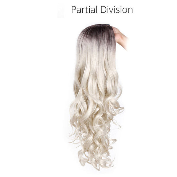 AISI BEAUTY Long Ombre Brown Wavy Wig Blonde Cosplay Synthetic Wigs For Women Glueless Hair Heat Resistant Black Gray Wigs