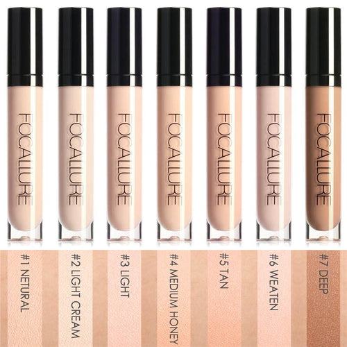 FOCALLURE corrector de ojos y Base 7 colores cobertura completa traje para todo Color piel rostro/maquillaje de ojos corrector líquido
