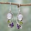 wholesale new natural moonstone 925 Silver earrings European beauty multi-color zircon earrings jewelry Gifts